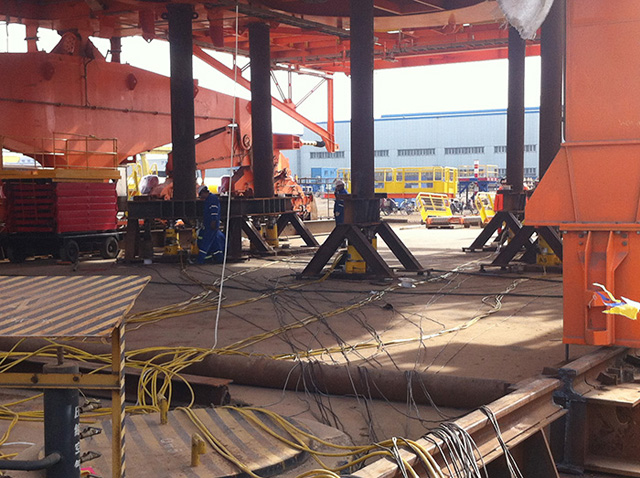 同步頂升系統用于海洋模塊的稱重