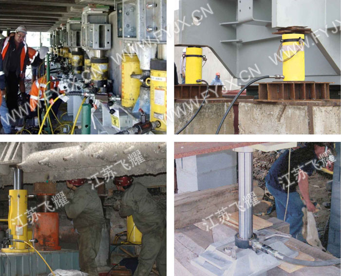 單作用液壓千斤頂同步頂升更換橡膠支座