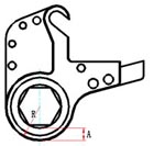 超薄中空式液壓扭矩扳手工作頭數據表示意圖